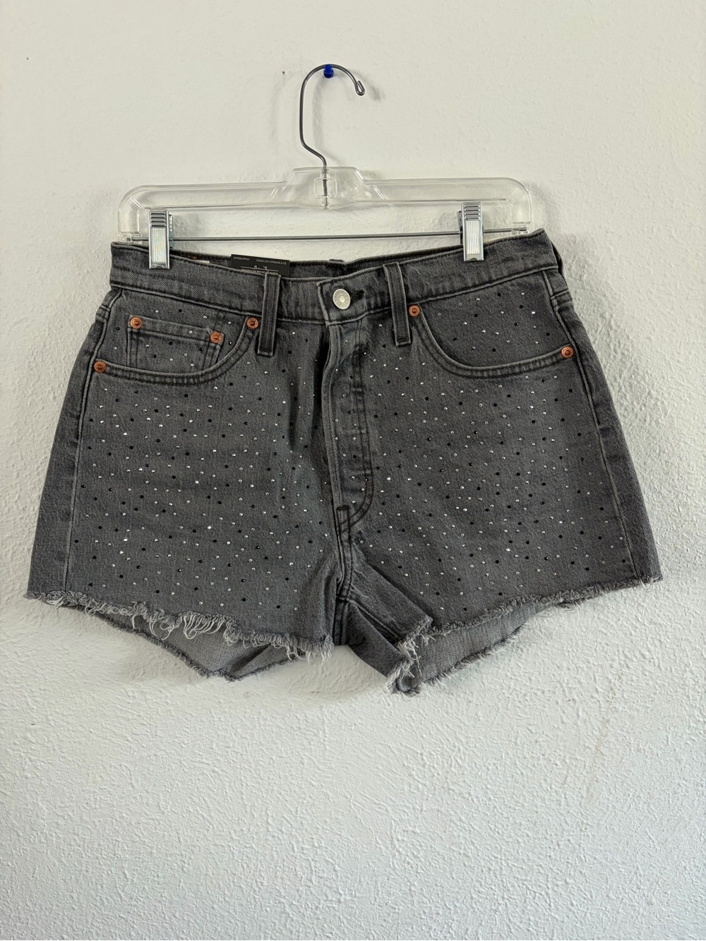 Levi's Black Studded Denim Cutoff Shorts